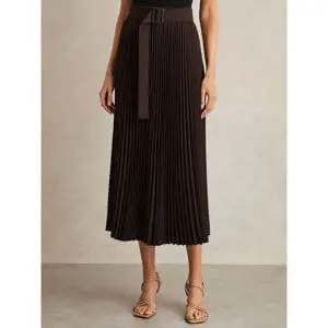 REISS AVA Pleated Belted Midi Skirt